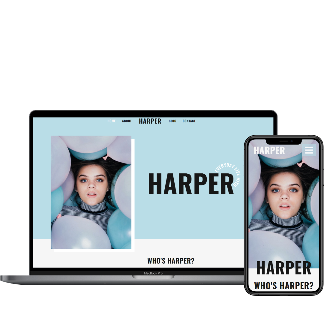 a rendering of the Harper Blog site on a laptop and a mobile phone.
